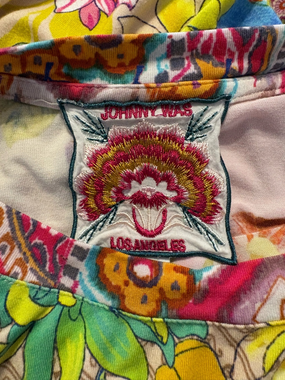 Johnny Was Multicolor Floral & Bird Print Short-Sleeve Top - Picture 3 of 4